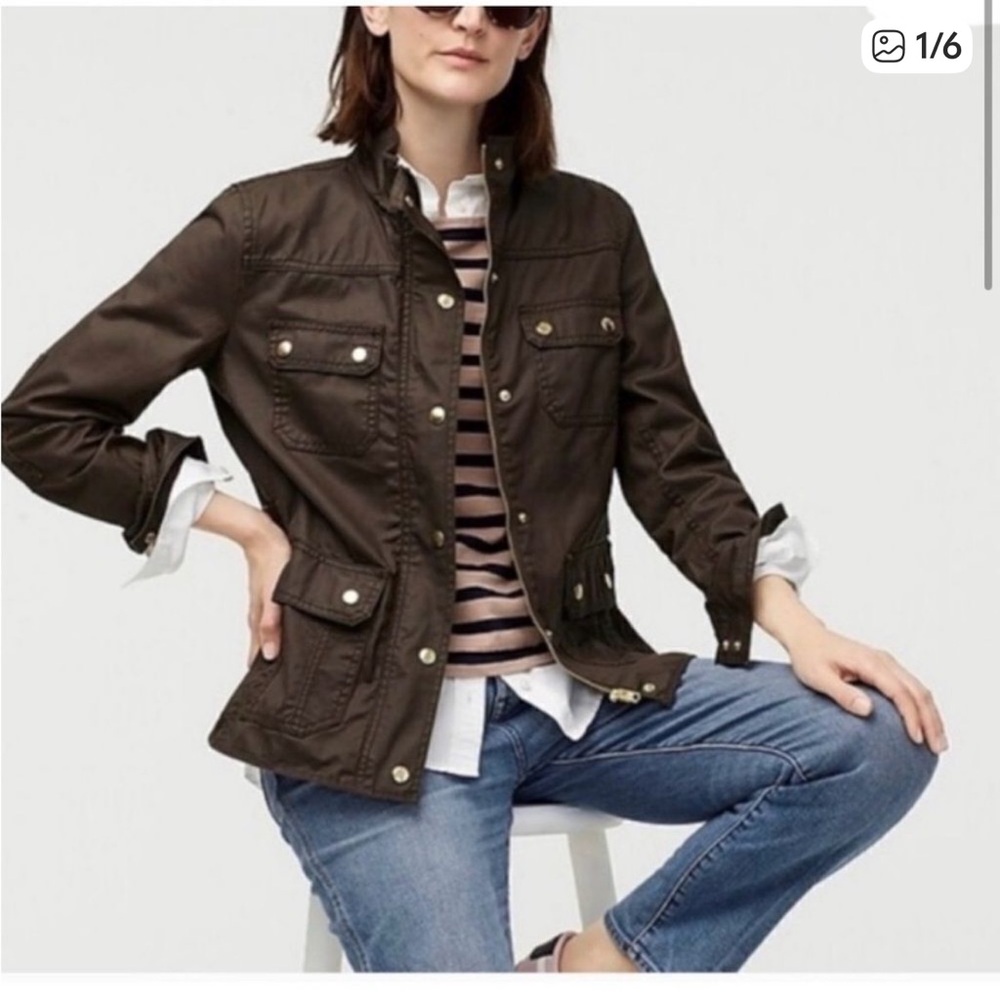 J. Crew‎ Downtown Field Utility Chore Barn Jacket Wax Coated Army Green XS